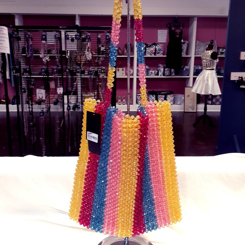 Rainbow Beaded Shoulder Handbag